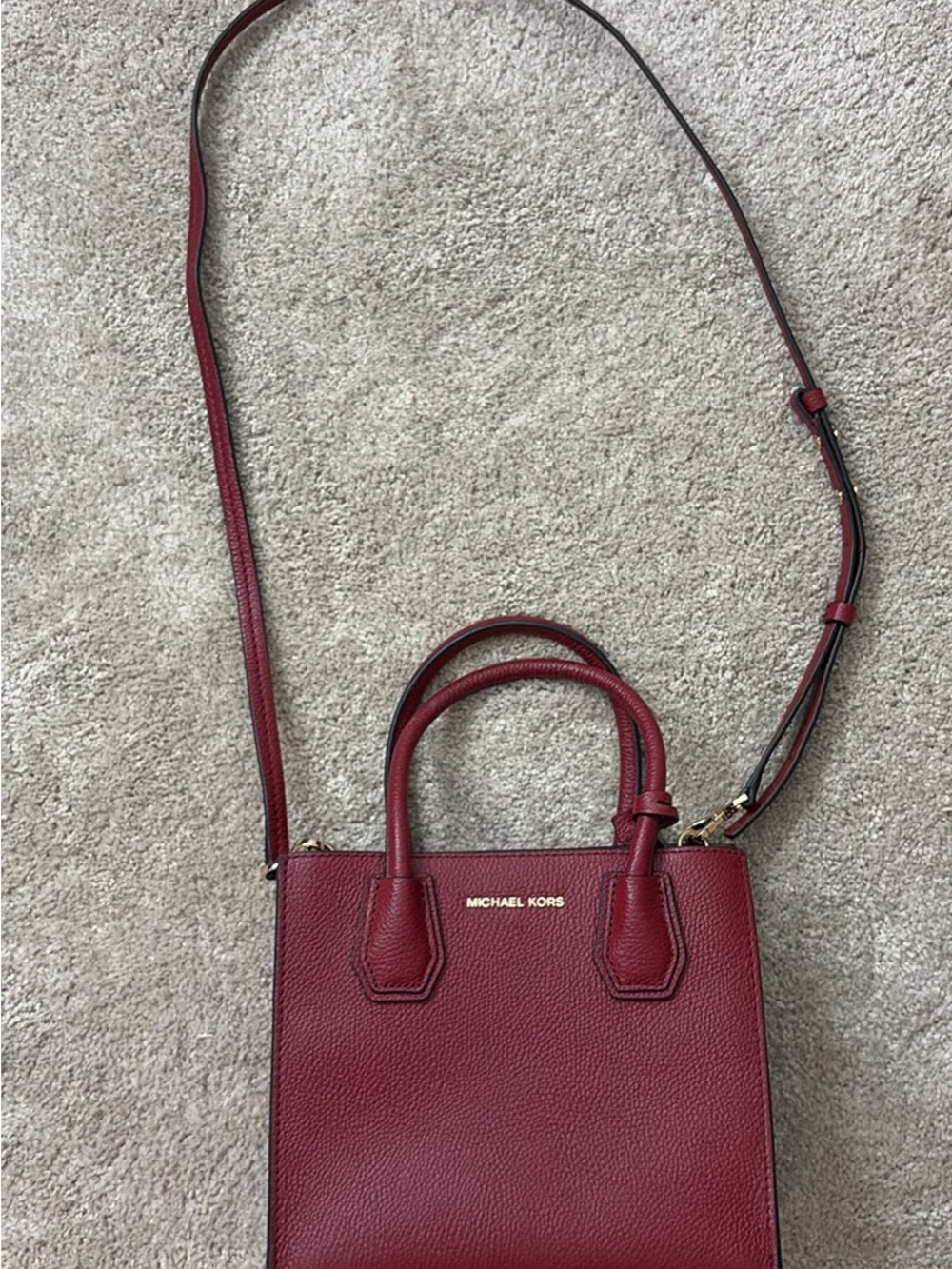 Michael Kors Burgundy Leather Crossbody Satchel